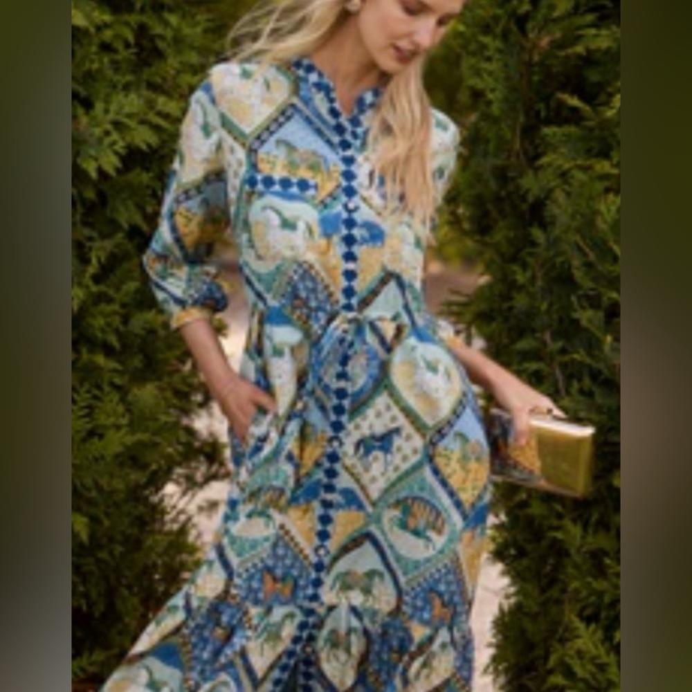 NWT Printfresh High Horse Showstopper Dress in Sage, Size XL